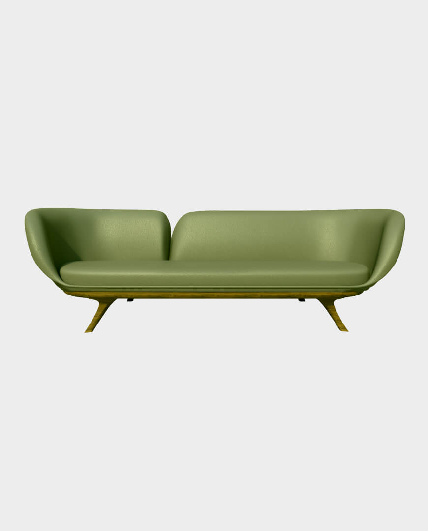 Hard wedge-arm sofa