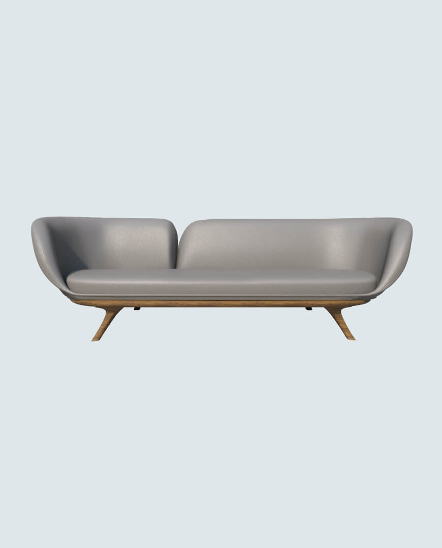 Hard wedge-arm sofa