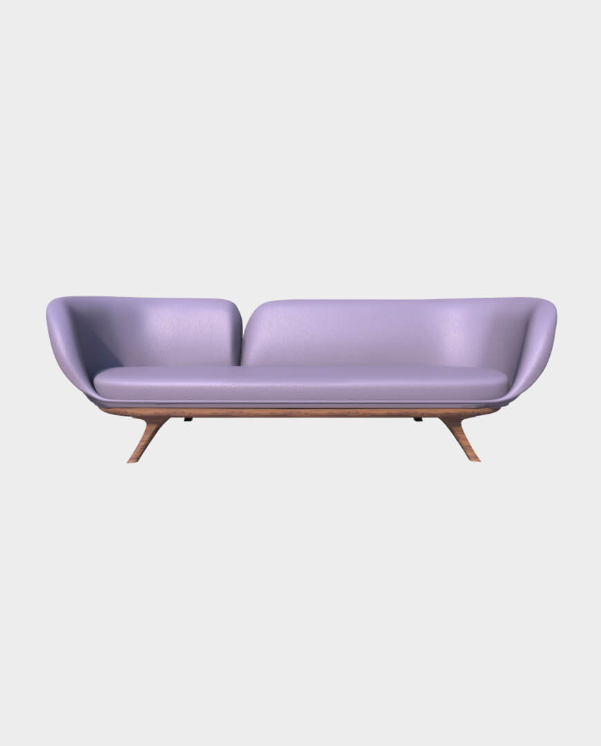 Hard wedge-arm sofa